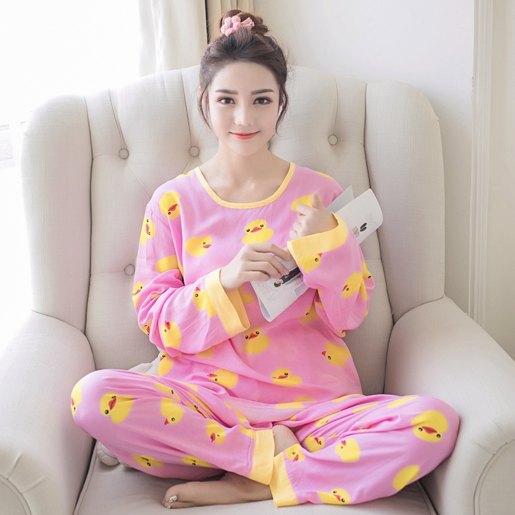 Mùa xuân và mùa hè của phụ nữ dài tay cotton lụa đồ ngủ dễ thương bông lụa phù hợp với nhân tạo cotton phần mỏng XL điều hòa không khí dịch vụ nhà