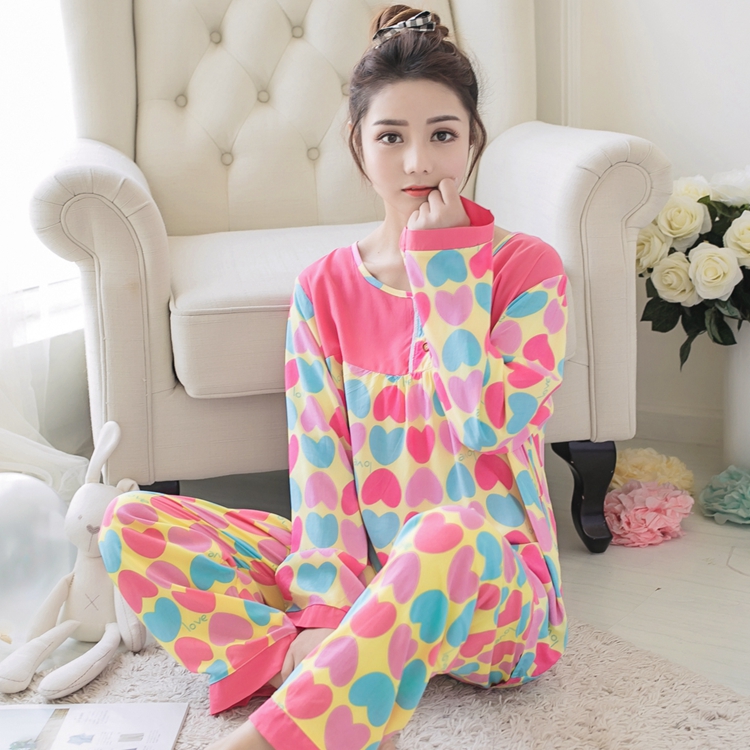 Mùa xuân và mùa hè của phụ nữ dài tay cotton lụa đồ ngủ dễ thương bông lụa phù hợp với nhân tạo cotton phần mỏng XL điều hòa không khí dịch vụ nhà