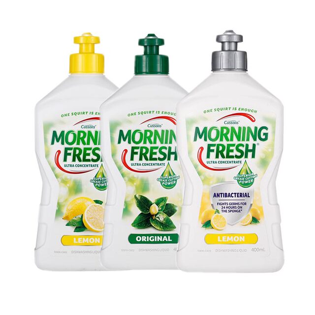 Australian MorningFresh ນໍ້າລ້າງຈານເຂັ້ມຂຸ້ນ, ຖ້ວຍລ້າງຈານ, ນໍ້າຢາລ້າງຜັກ ແລະ ໝາກໄມ້, ນໍ້າຢາລ້າງມື 3 ຂວດ