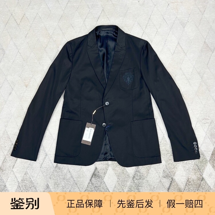 Gucci Men's Suit Jacket with Emblem Classic Logo Embroidery Suit Jacket Fashion Light Luxury