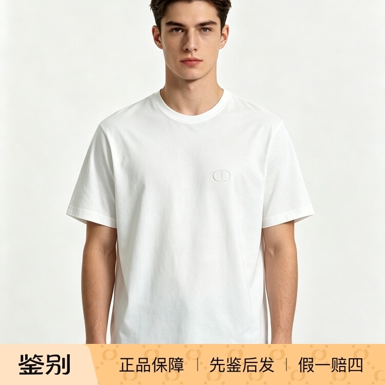Dior's New Men's Round-Neck Short-Sleeved T-Shirt with Cd Embroidered Logo Is a Fashionable and Versatile Casual Top Dior's New Men's Round-Neck Short-Sleeved T-Shirt with Cd Embroidered Logo Is a Fashionable and Versatile Casual Top