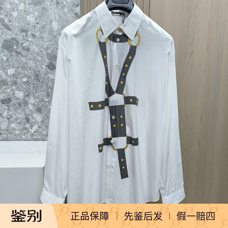 Versace Men's Belt-Printed Shirt Os Loose-Fit Long-Sleeve Shirt Fashionable Versatile Casual Wear Versace Men's Belt-Printed Shirt Os Loose-Fit Long-Sleeve Shirt Fashionable Versatile Casual Wear