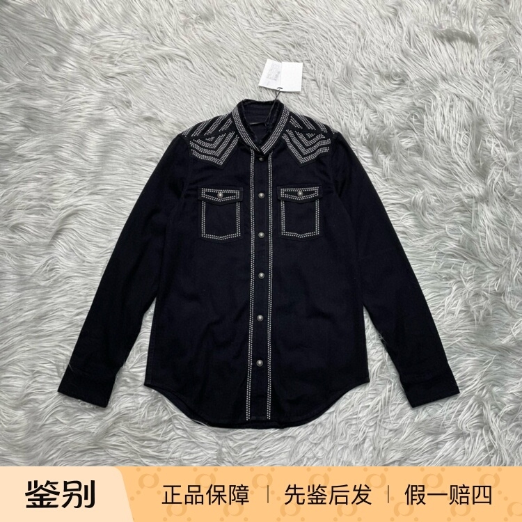 Balmain New Men's Denim Shirt Jacket with Rivets, Fashionable and Versatile Casual Top
