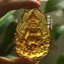 Zen Yue Buddha Art Glass five-way God of wealth Yellow God of Wealth White God of Wealth Green God of Wealth pendant Portable small Buddha statue pendant ornaments
