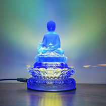 Ancient glass double-layer circular lotus base Guanyin Bodhisattva Buddha statue plug-in lamp special heightened offering platform