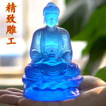 Handmade Medicine Buddha Statue Living Room Entrance Offering Ornament Guang Rulai Ancient French Glass Buddha Statue Home Offering Free Shipping