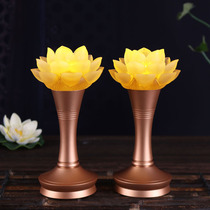 Glass 7.5 inch lotus lamp Buddha for lights home plug-in charging lotus Buddha lamp LED battery Buddha front Buddha changming lamp
