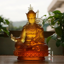 Zen Delight Buddha Art Glass Lotus Flower Master Buddha Statue Lotus Master Tantric Buddha Statue Tibetan Buddhist Ornament Height 22cm
