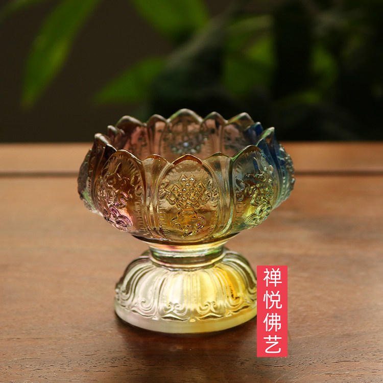 Zen Pleu Art Ancient Method Glazed Rich lotus Eight auspicious candle Taverware Furniture Crisp oil for a lamp holder for a bowl