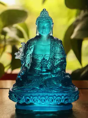 Zen Yue Buddha art Ancient method Liuli Pharmacist Liuli Guang Tathagata Buddha Statue Home decoration Buddha hall worship supplies Free postage