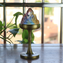 Glass stilt Boshan furnace room for Buddha agarwood anshen pan incense burner pure copper base incense home ornaments