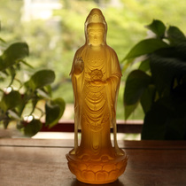 Zen Yue Buddhist Art Ancient Law Glass Guanyin Bodhisattva Buddha Statue Handicraft Ornaments Buddhist Hall Offerings Home Offerings