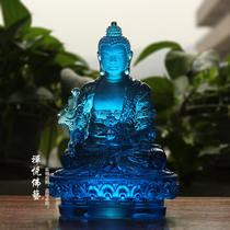 Zen Yue Buddhist Art Ancient Law Glass Medicine Master Buddha Guang Wang Rulai Buddha Hall Buddha Statue Table Decoration Buddhist Offering Supplies