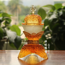 Zen TableTop Ancient Glass Toba Bowl Amber Offerings Living Room Ornaments