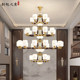 New Chinoiserie Large Chandelier Copper Solid Wood Duplex Large Living Room Classy House Self-Built Room High School Empty Large Chandelier 2025
