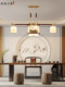 New Chinese-Style Restaurant Chandelier, All-Copper and Solid Wood, National Style, Zen-Inspired, Long Strip Dining Chandelier, Tea Room Chandelier, 2025 New Model Restaurant Light