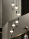 New Chinese-Style Staircase Chandelier, Multi-Head Solid Wood Chandelier with Song Dynasty Aesthetics, Spiral Staircase Duplex Pendant Light 2026
