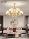 Warm and Jade-Like in Its Luster, New Chinese-Style All-Copper Jade Chandelier for High-End Villas and Self-Built Homes, Large Chandelier for High-Ceiling Duplex Living Rooms