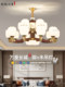 New Chinese style chandelier living room lamp all copper solid wood high-end villa self-built house duplex large chandelier main light restaurant lamps