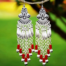 Ethnic style earrings Miao silver earrings stage performance costume dance performance with Miao silver earrings