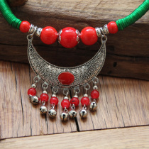 Yunnan ethnic style original handmade six-bead collar necklace female short collarbone Miao silver jewelry necklace