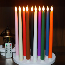 Cross-border remote control long pole electronic smokeless candle 10 wedding restaurant Halloween led long pointed windproof pole wax