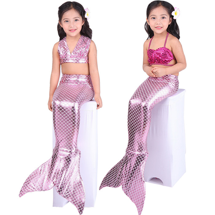 2021 Kids Mermaid Two Piece Swimsuit Little Girl Bikini Three Piece Set Girls Mermaid Tail Swimsuit