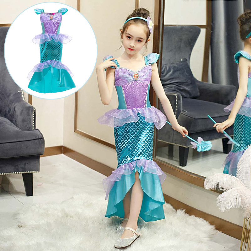 Child mermaid Princess dress girl birthday dress child festival performance cosplay mermaid