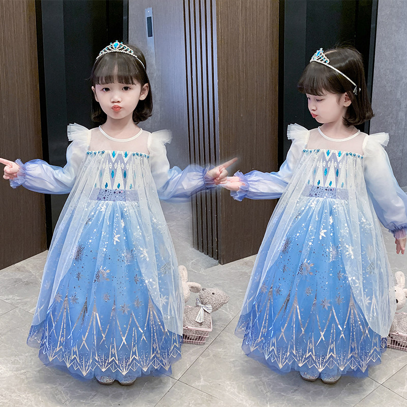 Children's ice and snow chic edge High-end Love Tha Princess Dresses Girl Piano Walking Show Dress Birthday Dress