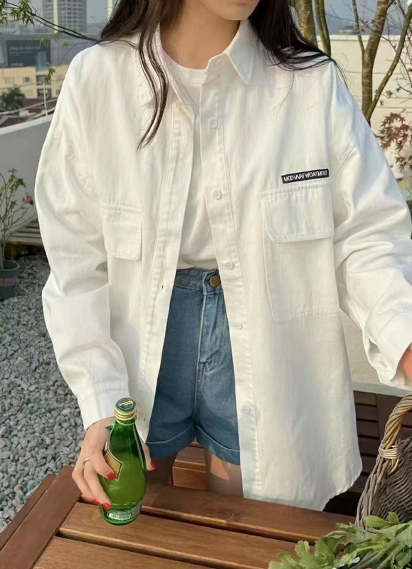 Retro Hong Kong Style Denim Shirt Jacket for Women, 2026 New Spring and Autumn Loose Shirt, Outerwear Mid-Length Top
