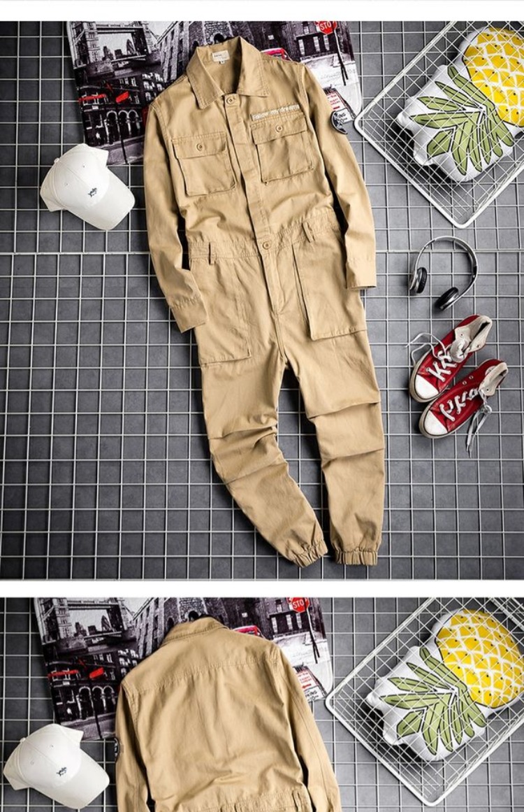 Ins super fire men thời trang jumpsuit thanh niên hiphop hip hop Phiên bản Hàn Quốc của quần yếm nam rộng quần áo nam đẹp