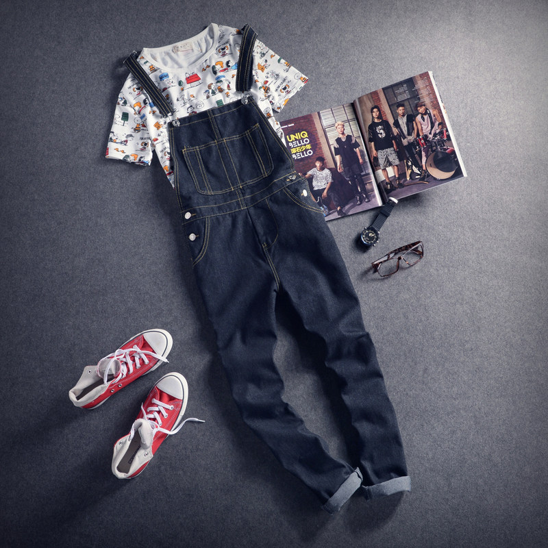 Harbor Paparazzi All Season Pure Color Washed Cowboy Hug Bag Pants Male Korean Version Trendy Fashion Tandem Student Lovers Cuddling Pants