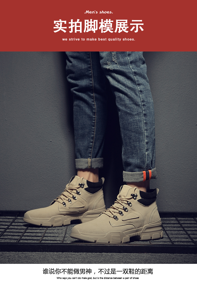 Giày nam cao cổ mùa đông Giày đế xuồng nước Anh Giày đế xuồng cho nam giầy chelsea boot nam