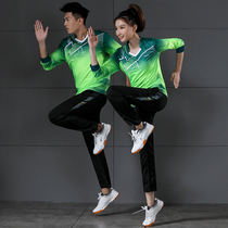  Badminton suit long-sleeved suit autumn and winter volleyball trousers game training suit table tennis sportswear custom printing