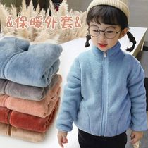 Home coat girls 2019 new boys autumn and winter clothes plus velvet padded Children Baby foreign style coat tide