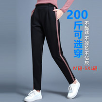 Fat mm sweatpants womens spring and summer loose thin section thin Halon pants large size side stripes middle-aged mother casual pants