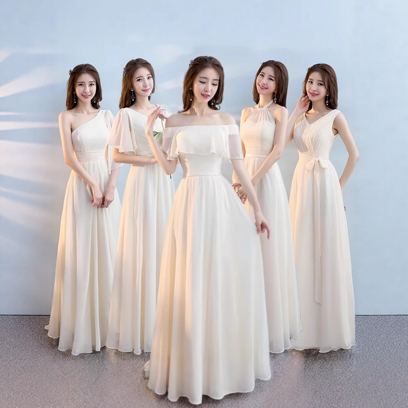 Bridesmaid Dress 2025 New Style High-End Niche Simple and Elegant Wedding Tulle Dress Champagne Color Summer Temperament Sister Group