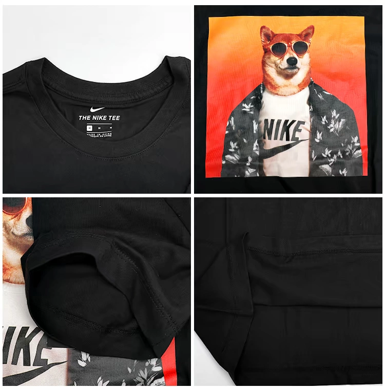 NIKE Nike Shiba Ink kính râm đầu chó chỉ cần làm điều đó Tay ngắn nam cổ tròn Áo thun nữ nửa tay BQ0186-100 - Áo phông thể thao áo thun the thao nữ