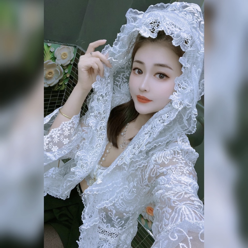 Lace Embroidered Hooded Sun Protection Shirt for Women, Summer Bell Sleeves, Waist Slimming, See-Through, Sexy, Super Fairy-Like, Stylish Outerwear
