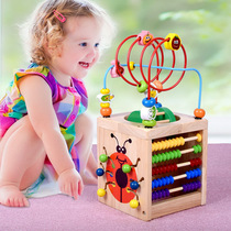Large number of wrapping beads wooden toys multifunction string beads on all sides Baise box beetle children Puzzle Early Education Enlightenment Toys