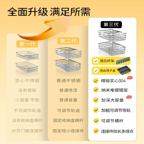 Эрмала корзина кухонный шкаф 304 из нержавеющей стали двойной слой посуды на полке шкаф шкаф для хранения приправа корзины для корзины для корзины