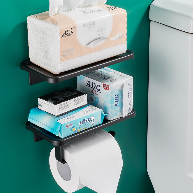 Creative non-perforated toilet paper holder Tissue box Hand-off mobile toilet powder room roll toilet paper shelf Hanging toilet paper box