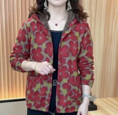 Одежда для дам 中老年秋冬季加绒加厚连帽印花棉服2025新款妈妈冬装大码保暖棉衣