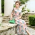 Philippines Dream In Silk Dress Silk Short Tay áo Mùa hè Thương hiệu lớn Tính cách Slim Wide Lady Dress - Váy dài các mẫu đầm đuôi cá dài Váy dài