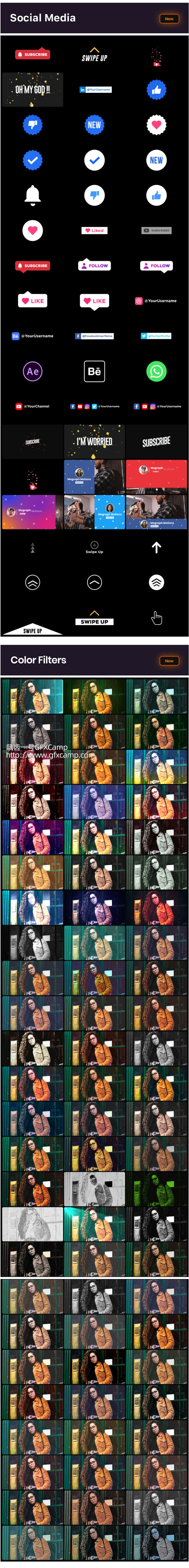 AE脚本-4500+文字标题排版信息数据字幕图标背景转场竖屏社交网络包装动画元素包V5 破解版