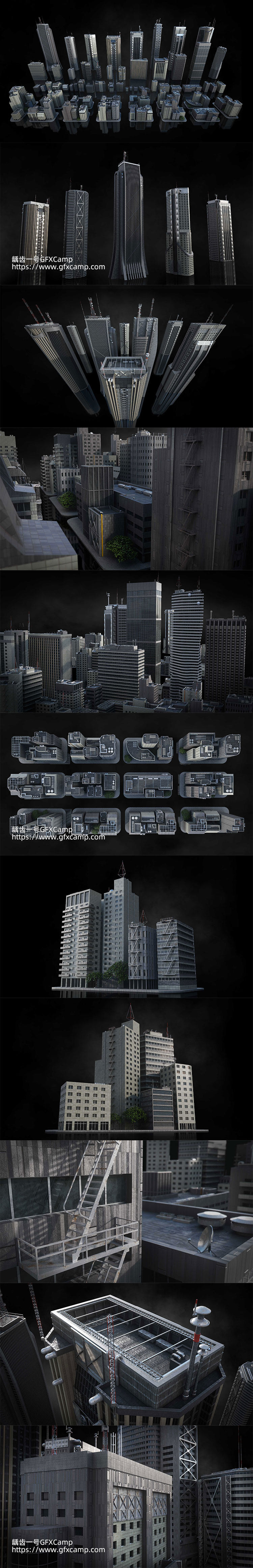 日本未来城市楼房建筑3D模型资产 Neo Tokyo Blender/FBX/OBJ/Maya格式