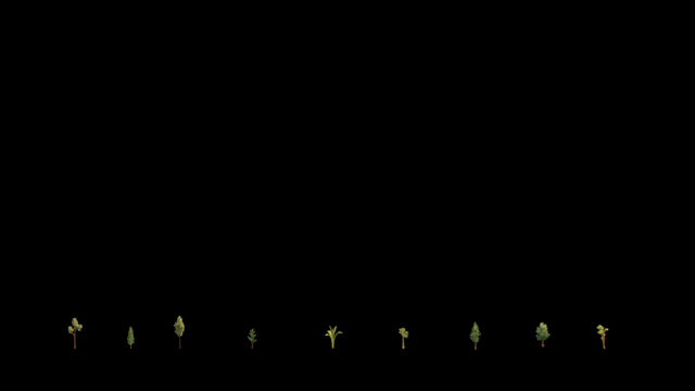 Blender低多边形卡通自然植物花朵树木冰川3D模型资产预设