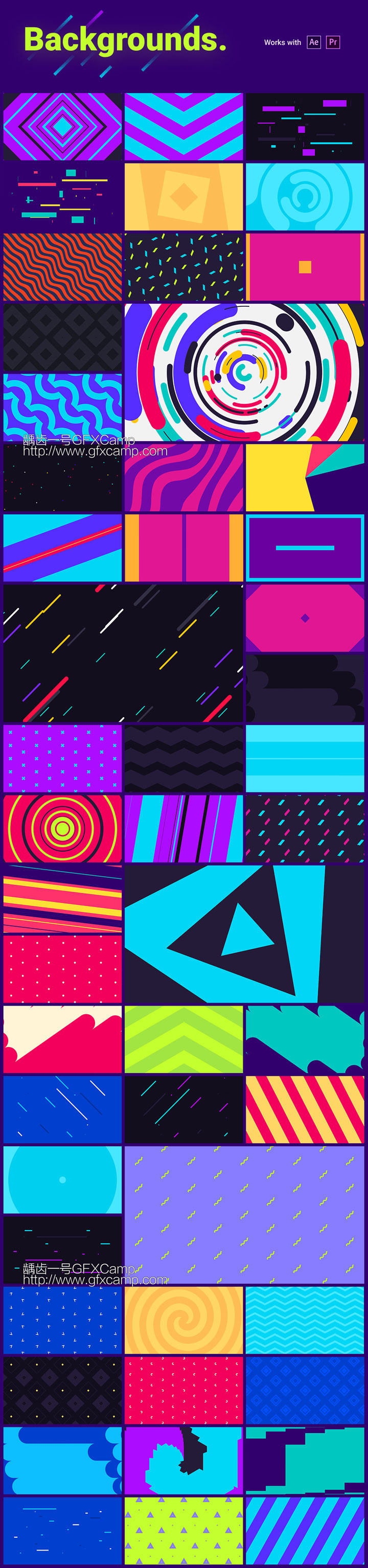 AE脚本+PR预设-1450+时尚排版商品介绍宣传包装文字标题字幕条Logo动画转场背景元素包 Graphics Pack TOKO V3(支持2019)