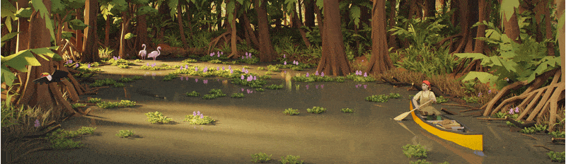 Blender低多边形卡通自然植物花朵树木冰川3D模型资产预设