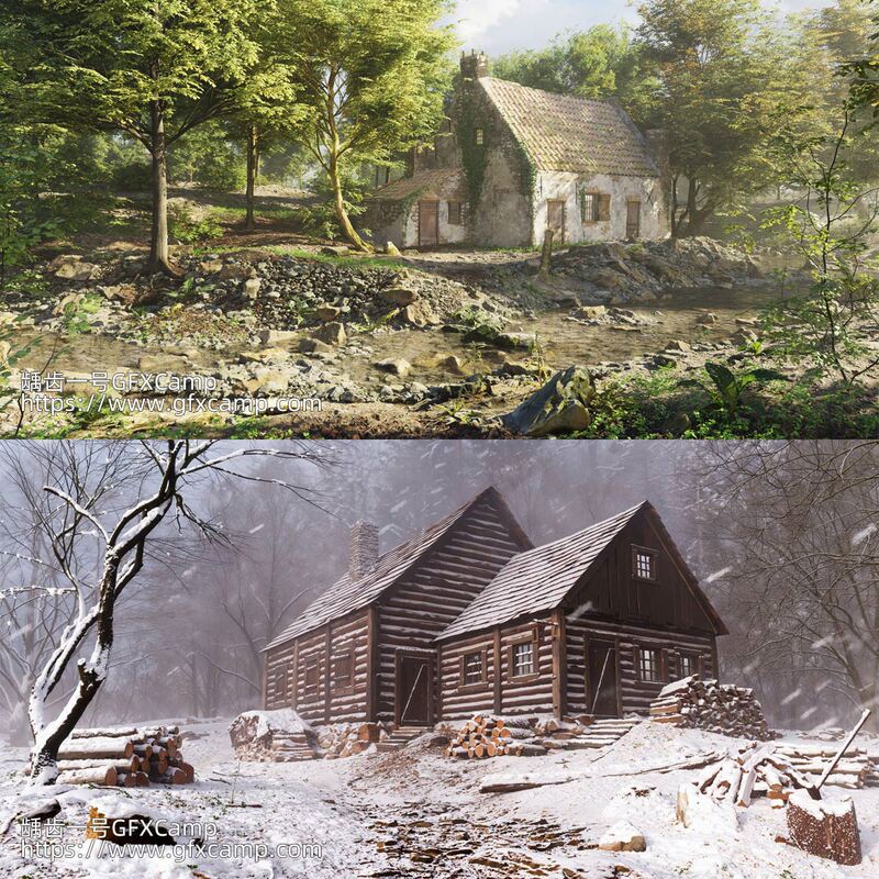 Blender Tutorial on Creating Natural Environments, Flowers, Trees, Forests, Terrain, Ruins, and Wooden Houses with Chinese Subtitles Blender Tutorial on Creating Natural Environments, Flowers, Trees, Forests, Terrain, Ruins, and Wooden Houses with Chinese Subtitles